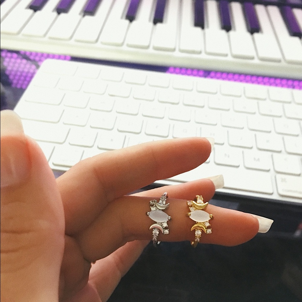 Crystal Half Moon Ring - Picture 2 of 2